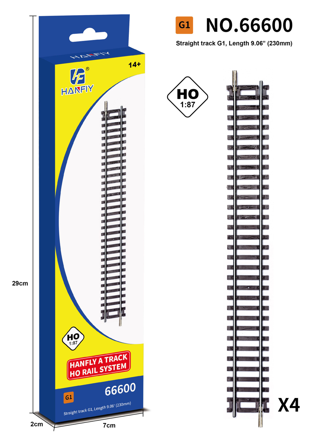Рельсы для железной дороги HanFly Metal Model Train, метал, 4шт - HF66600 , полностью совместим c любой серией HO 1:87 , Возрастные ограничения от 14+