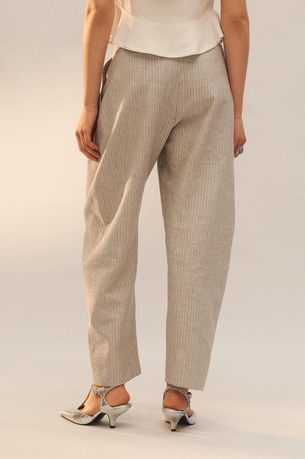 ZARA БРЮКИ ИЗ ЛЬНЯНОЙ СМЕСИ В ПОЛОСКУ - LIMITED EDITION, ПОЛОСКИ