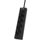 Сетевой фильтр удлинитель Philips CHP2145BB/51 с четырьмя стандартными розетками EU, с заземлением и защитой от перегрузок, 3 м, черный