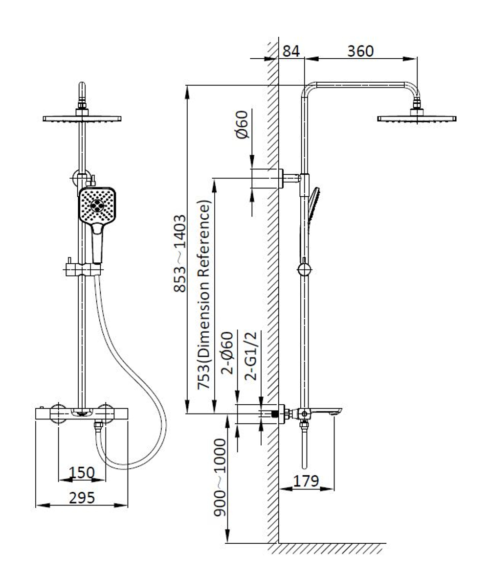 Душевая стойка Vincea Next VSFS-1N1TGM термостатическая, вороненная сталь
