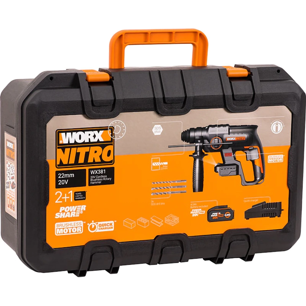 WORX WX381 перфоратор аккумуляторный (1 x 4 Ач, ЗУ)