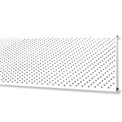 Реечный алюминиевый потолок Cesal жемчужный белый перфорированный D=1.8 мм. С01-S