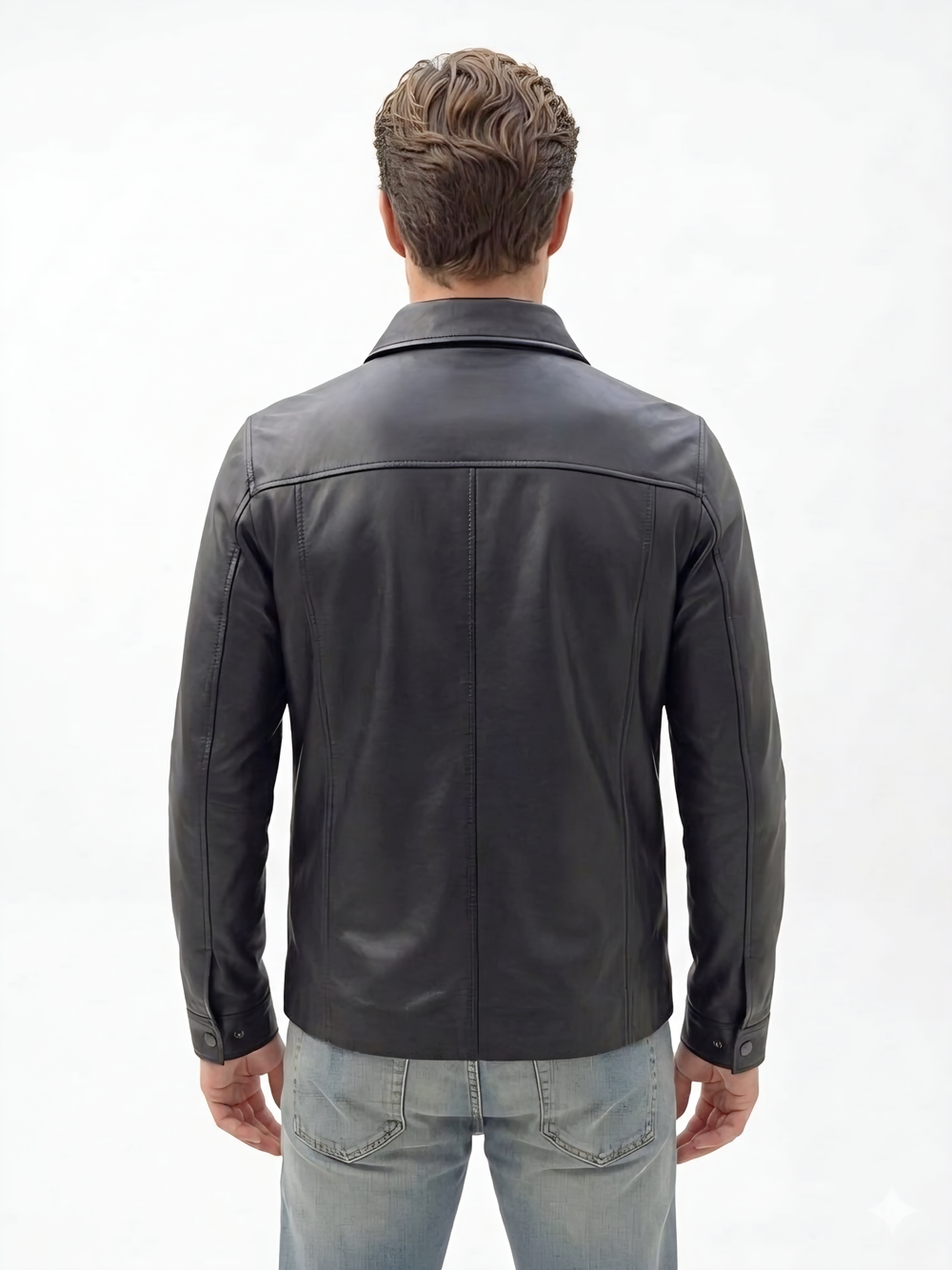 KHIMEONE Мужская кожаная куртка-рубашка из натуральной кожи наппа (Nappa)