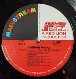 Винтажная виниловая пластинка LP Carmen McRae (USA 1972)