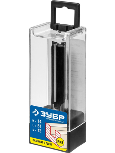 ЗУБР 14 x 51 мм, хвостовик 12 мм, фреза пазовая прямая, Профессионал (28780-14-51-12)