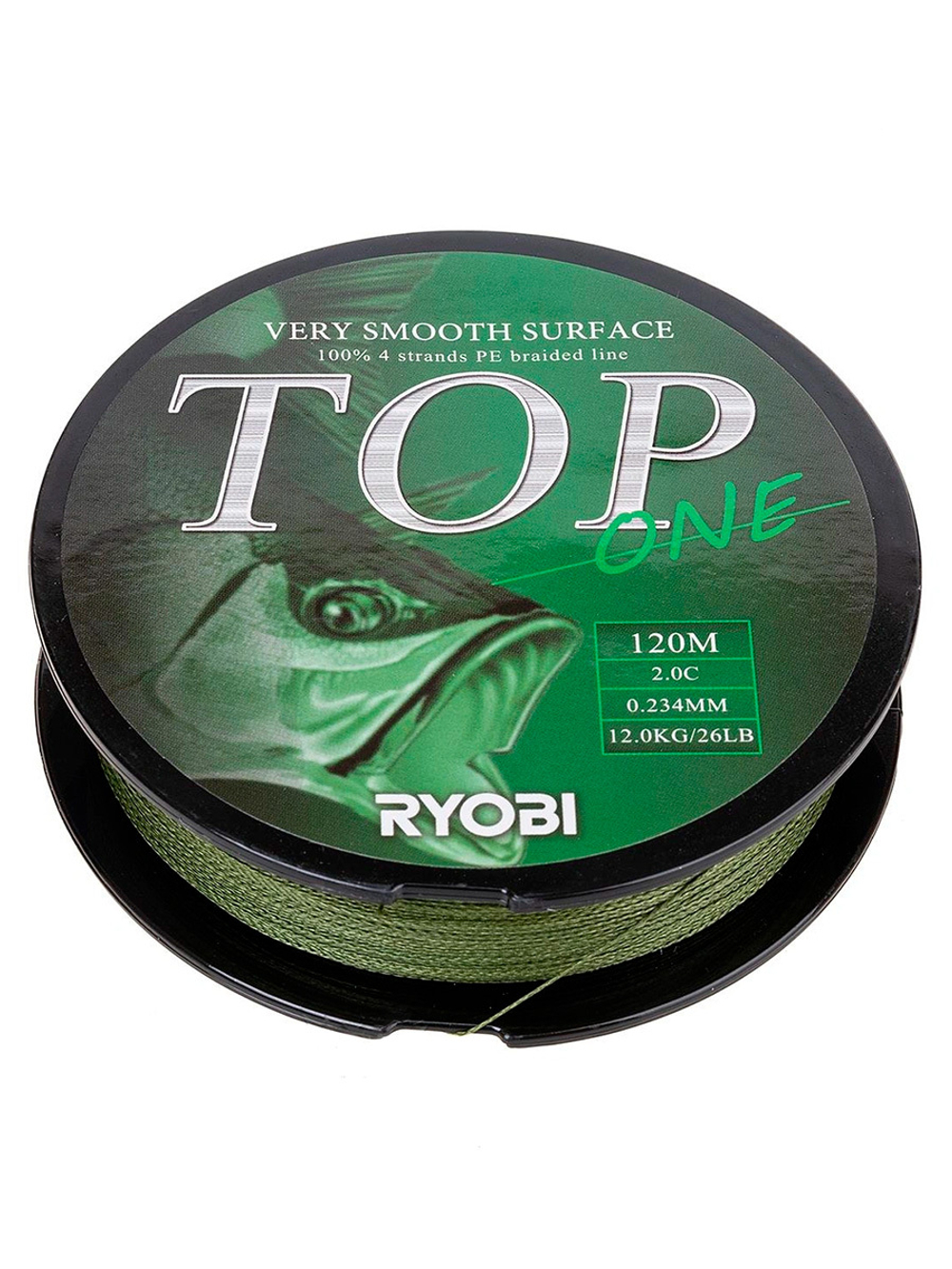 Шнур плетеный для рыбалки Ryobi TOP PE4X-120M Dark green 0.6/d-0.128mm