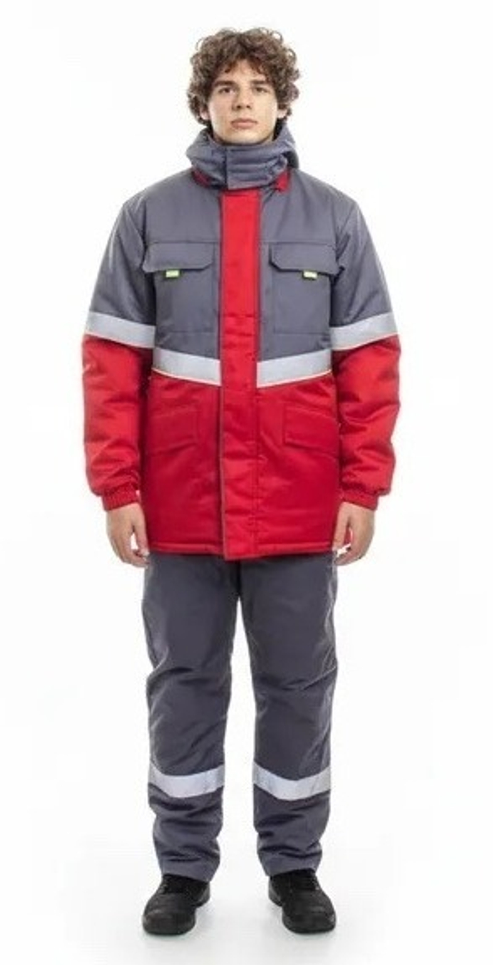 Костюм мужской утепленный «СЕВЕРНАЯ ШИРОТА» (куртка+брюки) цв.серый/красный