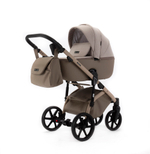 Детская универсальная коляска Adamex NOLA Natura CAPPUCCINO-4 (2в1) - Т.Бежевая ткань, Т. бежевая экокожи