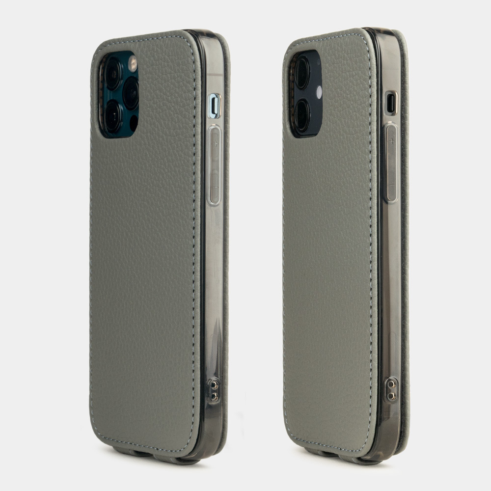Чехол для iPhone 12/12Pro из кожи теленка серого цвета
