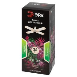 Фитолампа для растений светодиодная ЭРА FITO-36W-Rа90-E27-FOLD 4-х лепестковая полного спектра 36 Вт Е27 | Фитолампы Е27
