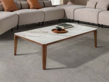 Прямоугольный журнальный столик 2153 из керамики в мраморной отделке и ореха