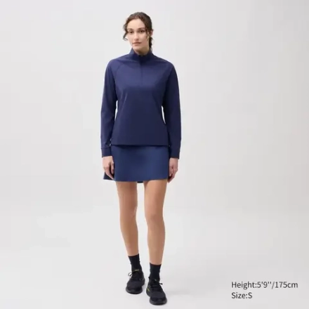 UNIQLO ФУТБОЛКА С ДЛИННЫМИ РУКАВАМИ НА МОЛНИИ, СИНИЙ