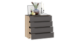 Комод для одежды с ящиками Яблоня Беллуно/Графит софт 4 ящика 90х45х84 см