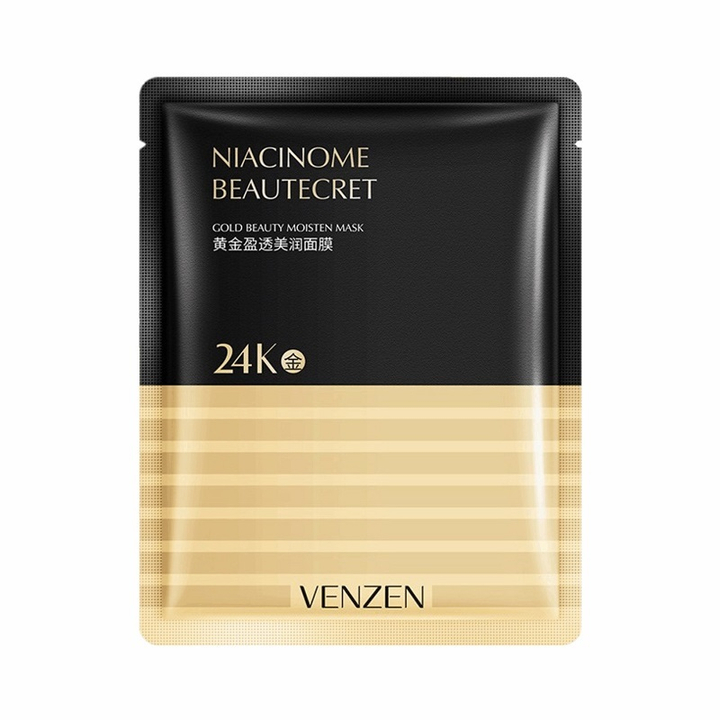 Маска для лица Venzen Niacinome Beautecret 24K Gold Beauty Moisten Mask 24 карата тканевая+фольга, 25 г