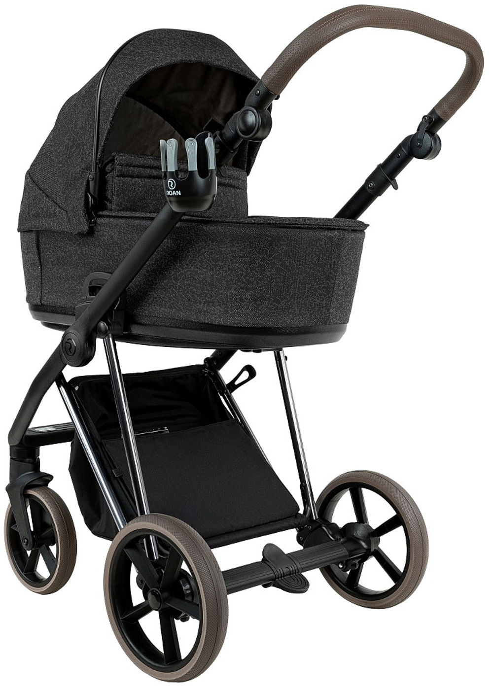 Детская коляска Roan Sol Vintage Luxury 2.0 3 в 1 с автокреслом Pituso Baesa Pro Black PIX/55/D Pixel/Dark/Nickel/руч.Cappuccino