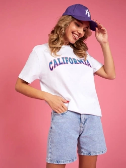 Футболка женская калифорния california белая оверсайз