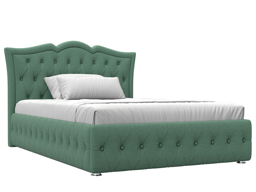 Кровать интерьерная Герда 140, Амур 11 зеленый, Рогожка, 123590