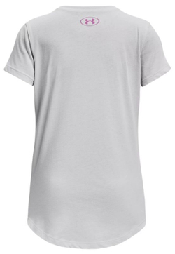 Футболка для девочки теннисная Under Armour Live Sportstyle Graphic SS - halo gray medium heather/jellyfish