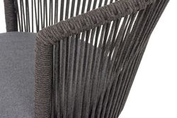 "Люксембург" стул плетеный из роупа, каркас из стали темно-серый (RAL7024) муар, роуп темно-серый круглый, ткань темно-серая 027