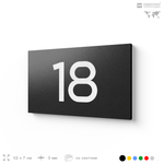 Табличка с номером 18 на дверь квартиры, для офиса, кабинета, аудитории, склада, черная 120х70 мм, Айдентика Технолоджи