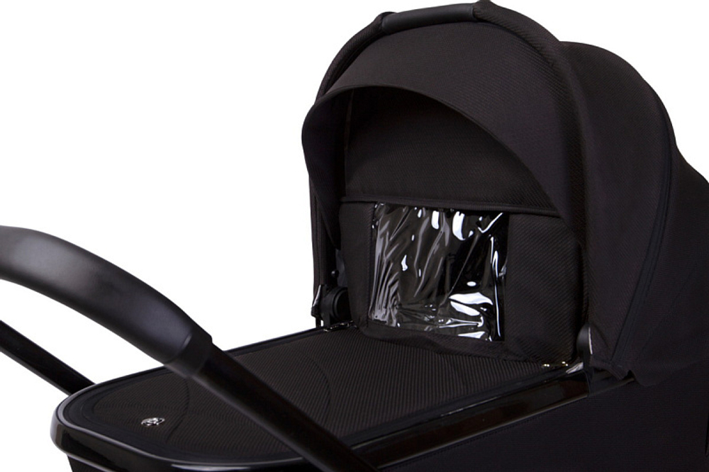 Детская коляска Peppy Monaco 3 в 1 с автокреслом Rise Brilliant black (черный), рама черный глянец