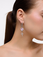 Серьги "Cross pearl Pink" Silver