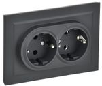 BRITE Розетка 2-местная с заземлением без защитных шторок 16А в сборе РС12-3-БрГ графит IEK