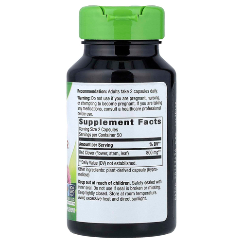 Nature's Way, красный клевер, цветы и надземная часть растения, 100 веганских капсул (400 мг в 1 капсуле)