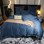 Комплект постельного белья Однотонный Сатин Премиум широкий кант на резинке OCPKR024