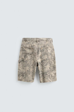 ZARA ШОРТЫ RELAXED FIT С АБСТРАКТНЫМ ПРИНТОМ И ЭФФЕКТОМ ПОТЕРТОСТИ, С ПРИНТОМ