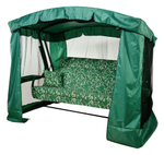 Качели садовые Garden Story 3-х местные Ранго(каркас зеленый, м/э зеленый рис.вензель)2 уп.