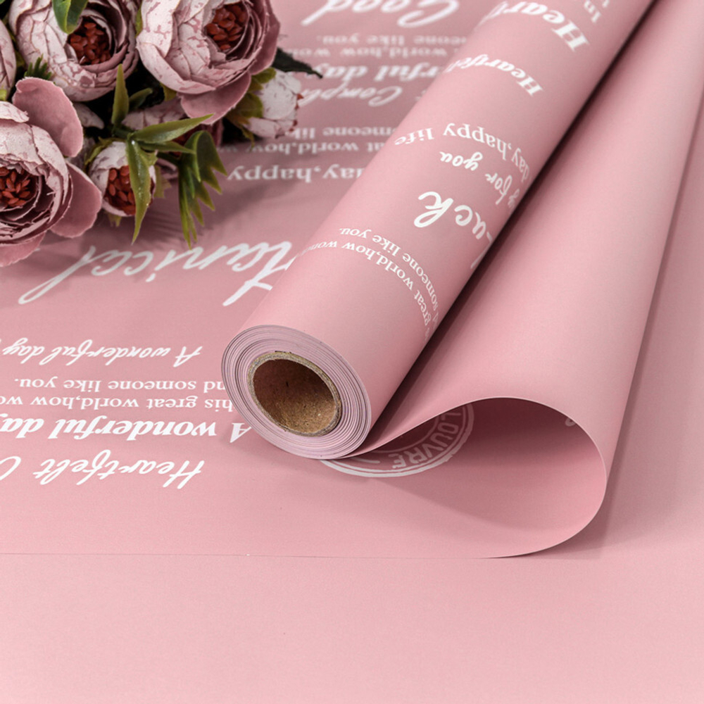 Пленка В рулоне 10 м х 58 см с печатью (Розовый)