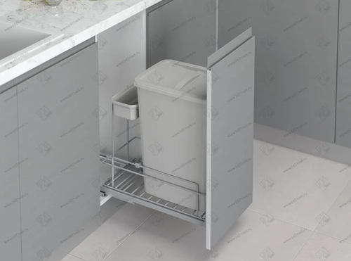 S-2597-G Мусорное ведро в базу 300 мм, Starax, 35+1 л, (265x510x530 мм), пластик, серый