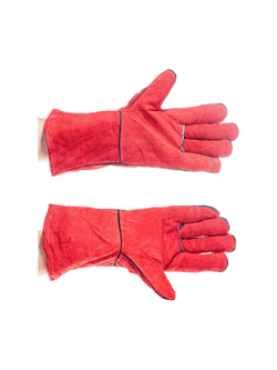 Спилковые утепленные краги с искусственным мехом Gigant красные GHG-05