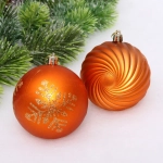 Новогодние шары «Изящные узоры» 8 см (набор 9 шт), Янтарь