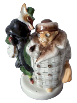 Фарфоровая статуэтка "Лиса и бобер" ЛФЗ