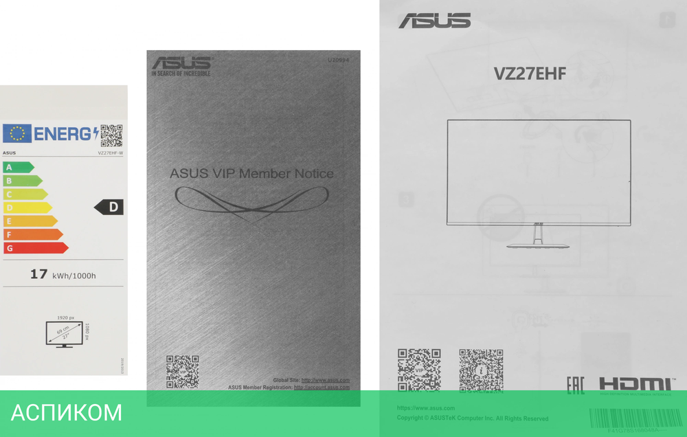 Монитор Asus 27" VZ27EHF-W