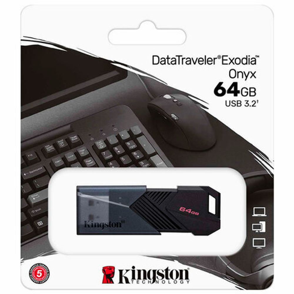 Флеш-диск 64 GB KINGSTON DataTraveler Exodia Onyx, разъем USB 3.2, черный, DTXON/64GB