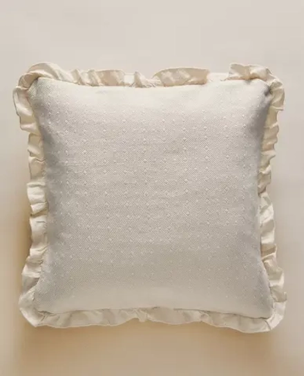 ZARA HOME НАВОЛОЧКА ДЛЯ ДЕКОРАТИВНОЙ ПОДУШКИ ДЛЯ ДЕТЕЙ С РЮШАМИ, ЖЕЛТОВАТО-БЕЛЫЙ
