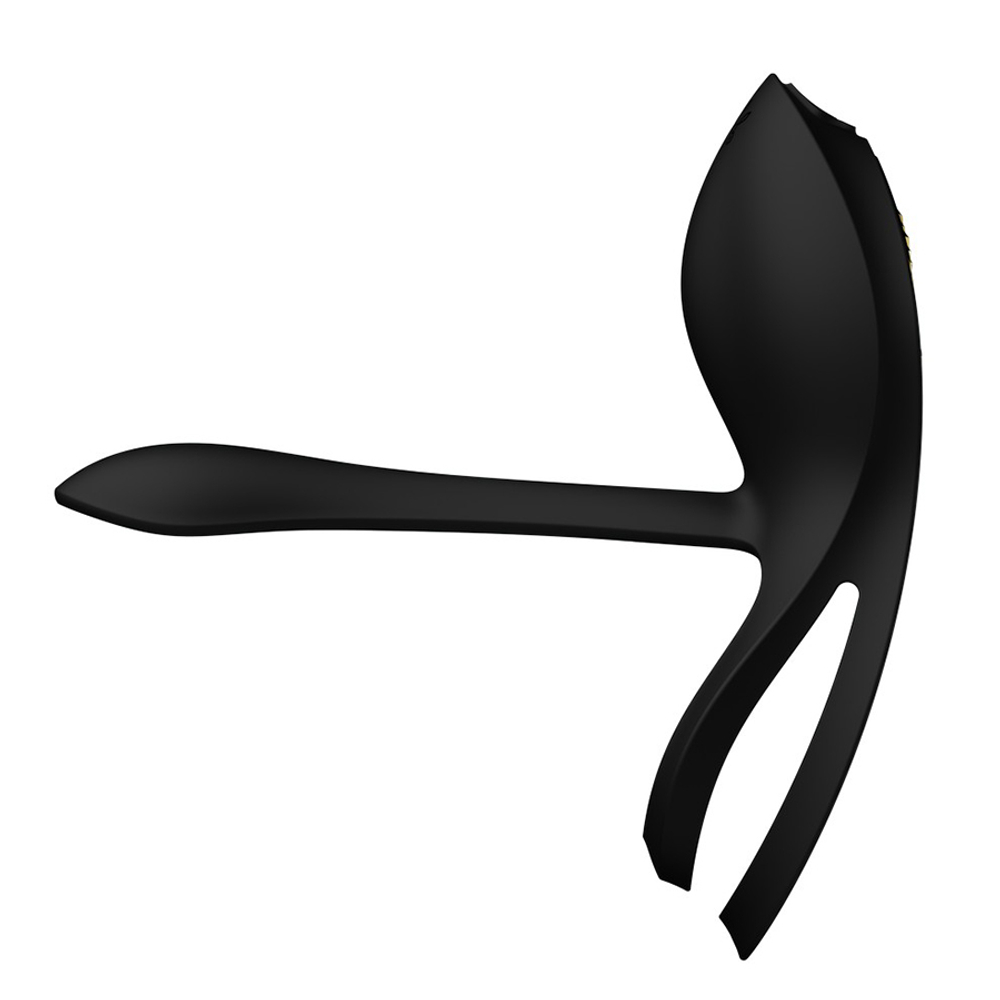 Черное эрекционное виброкольцо для пар с пультом ДУ + управление через приложение Zalo Bayek Vibrating Couples Ring Obsidian Black