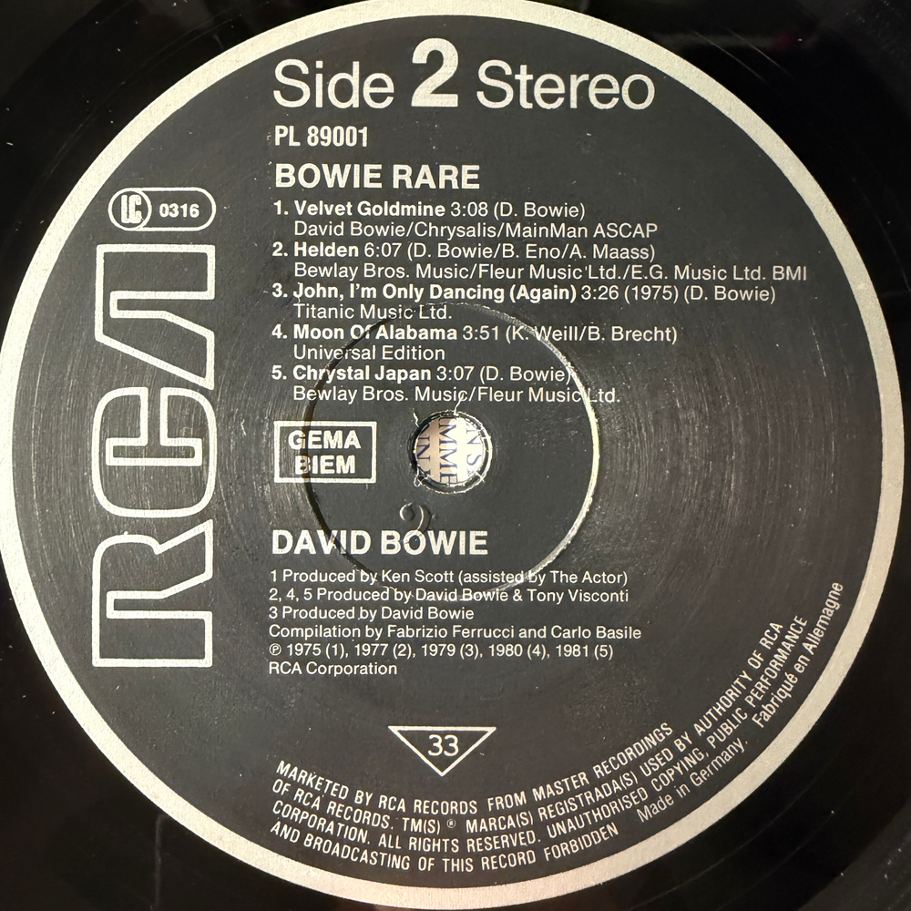 Bowie ‎– Rare (Германия 1983г.) Т