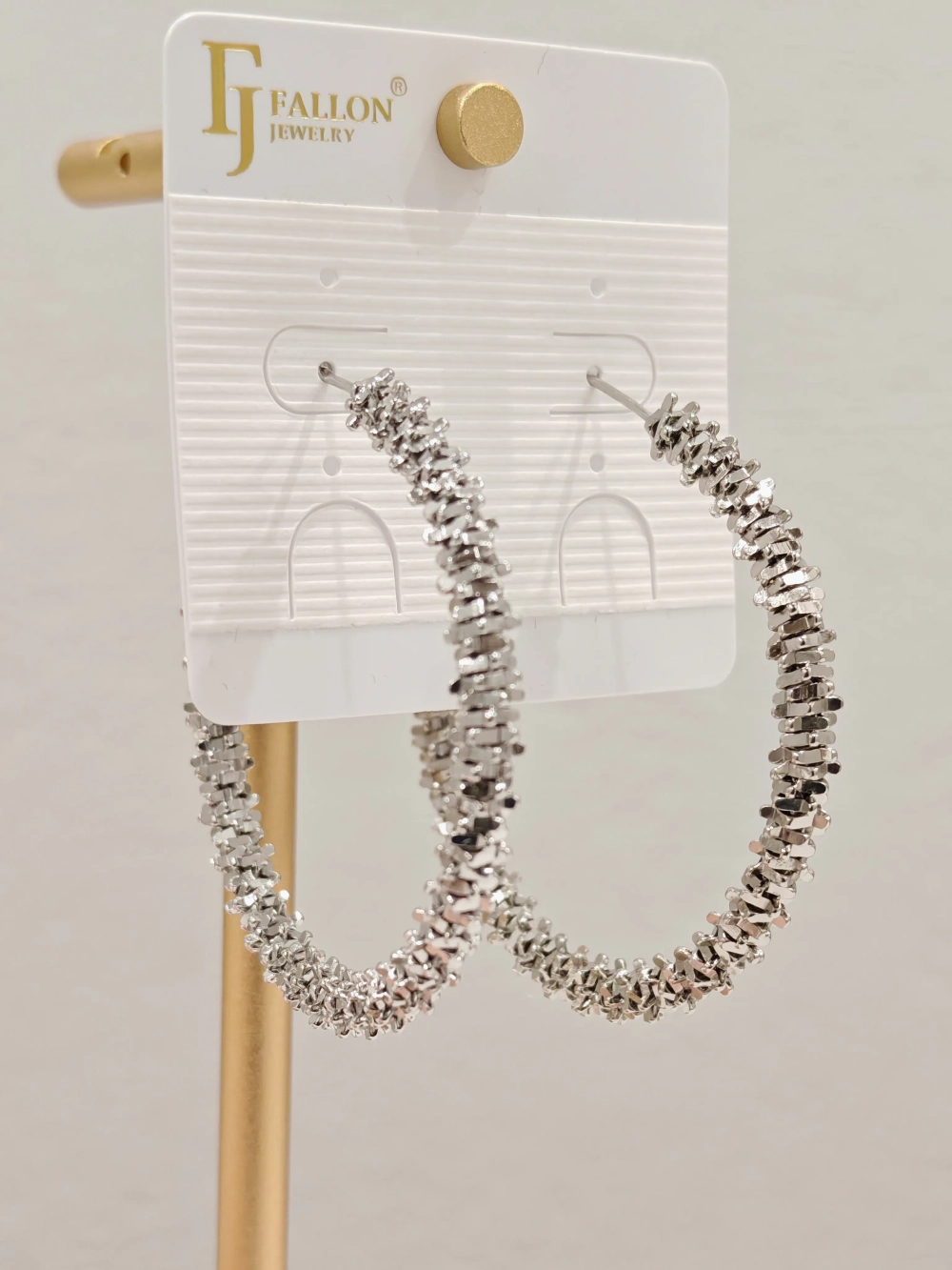 Серьги Fallon «Фактурные кольца» Silver