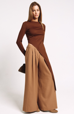 Лонгслив асимметричный 1239 корица