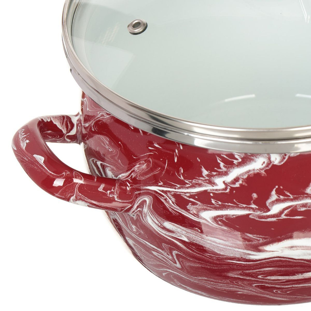 Кастрюля сталь, эмал, 4 л, с крыш, Сантэкс, Шейк бордово-белый, 1-2440111, индукц