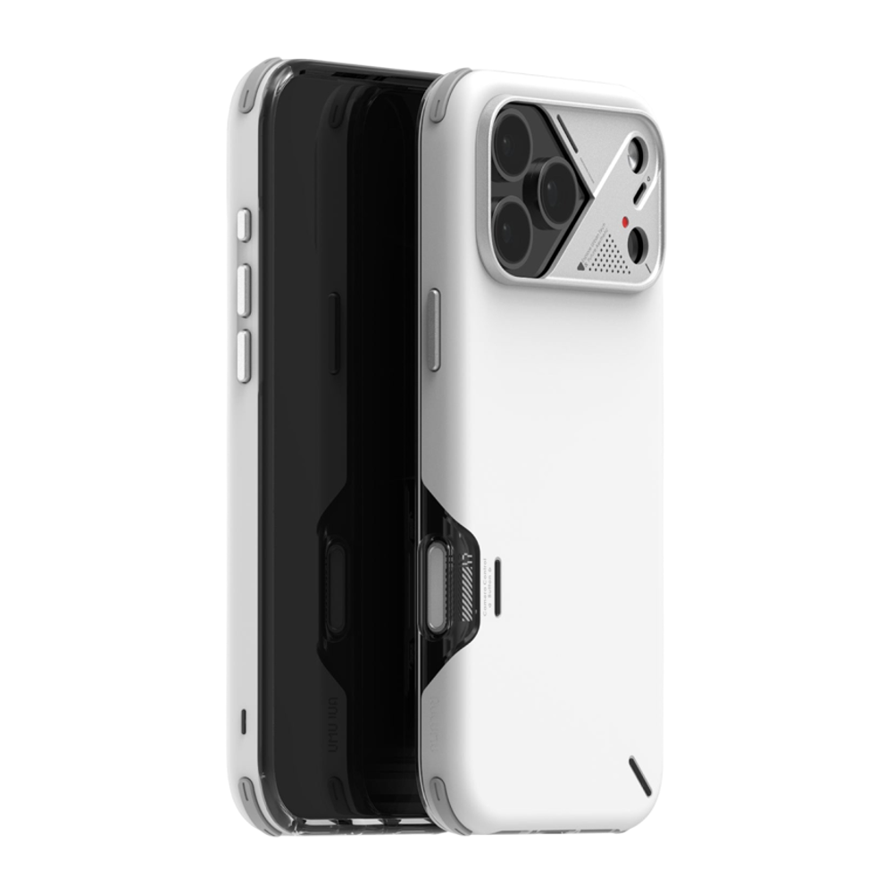 Пластиковый чехол MagSafe Aulumu A17 Slim Shockproof Case для iPhone 17 Pro Укреплённый гибридный поликарбонатный чехол в футуристическом стиле с защитой камеры, сенсорной накладкой для Контроллера камеры и теплорассеиванием в области процессора устройств