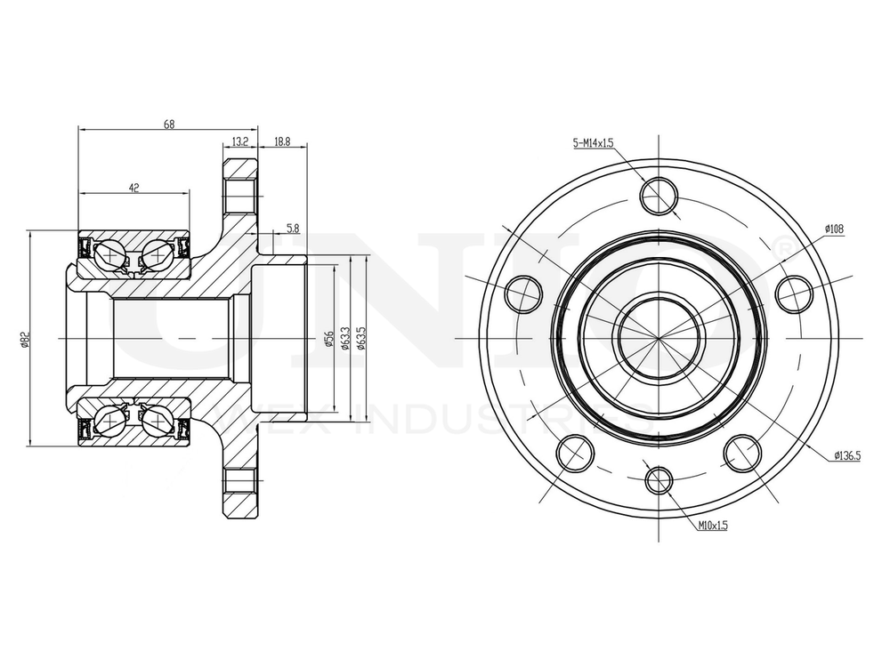 Ступица передняя (с ABS) UNIO HUB-20106