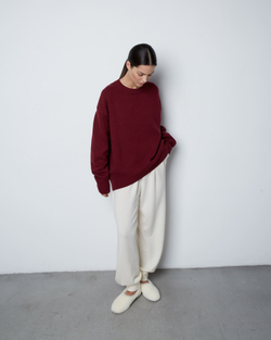 Джемпер из смесового кашемира с круглым вырезом бордо