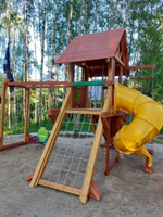 Деревянный игровой комплекс с горкой трубой
