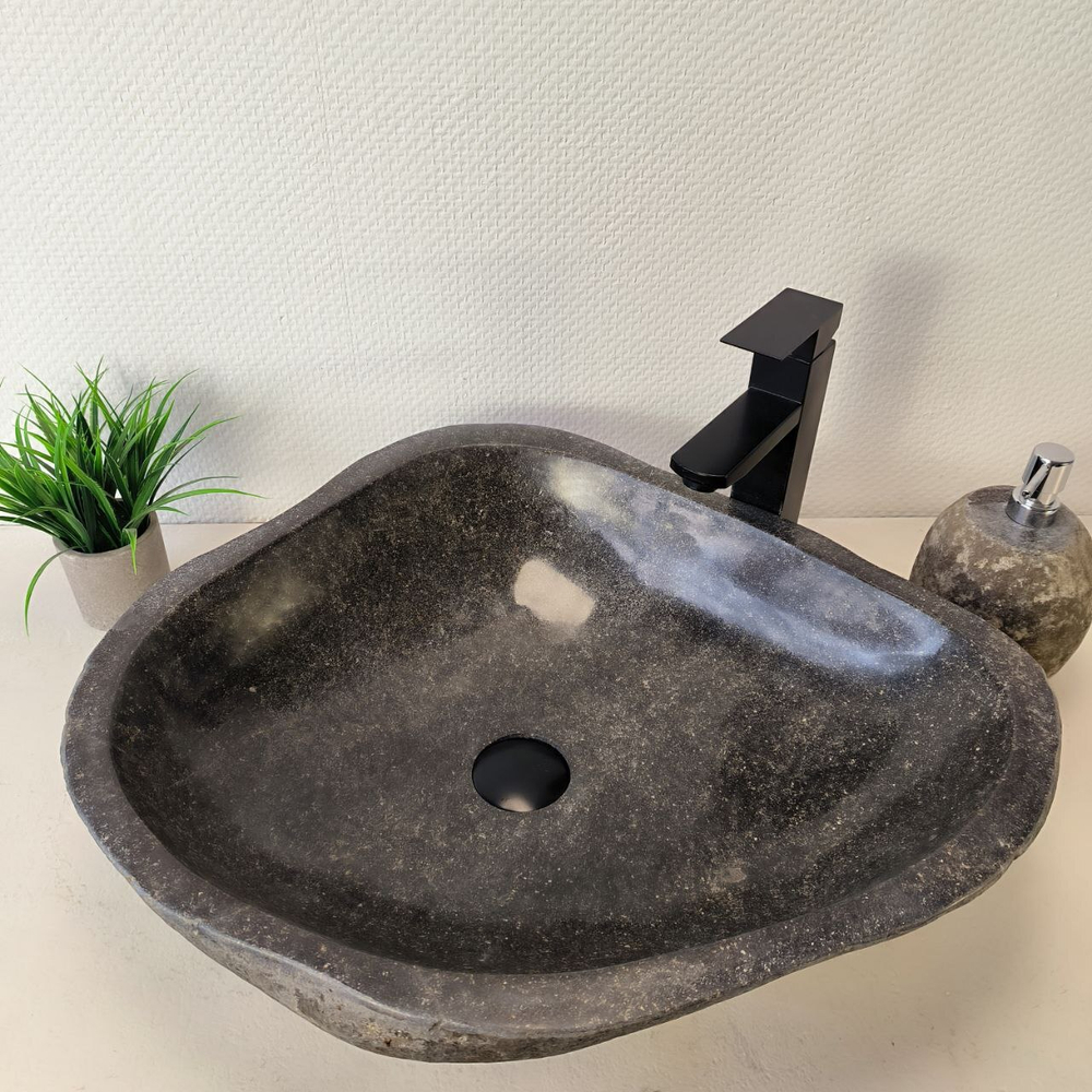 Раковина из речного камня RS-66035 60х50х14 из натурального камня