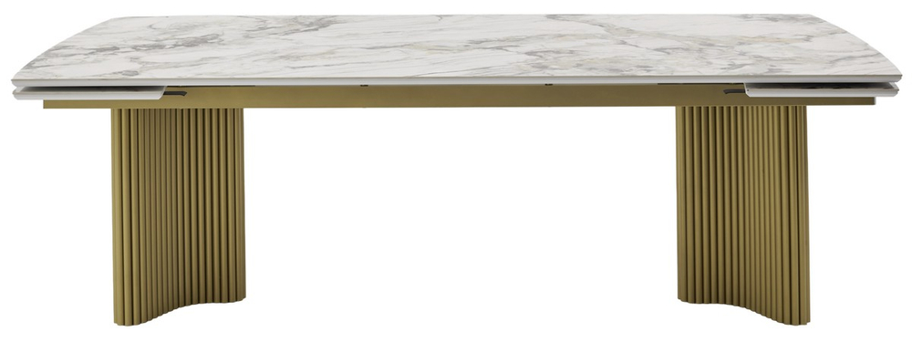 Стол М-City DISAUR Адажио-2 240 (320) См Арктика (Arctic Ocean), керамика, Золотой каркас
